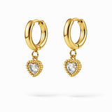 Silberne Huggie‑Creolen mit funkelndem Herz‑Anhänger