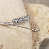 Macraméearmband Metallic Silber mit 925er Miniperlen