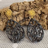 BOHO Ohrringe Tropfen dunkelgrau