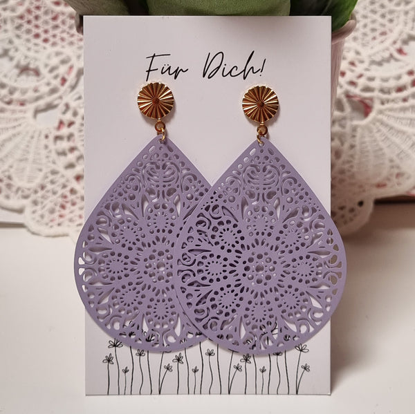 Boho Ohrringe Tropfen Flieder