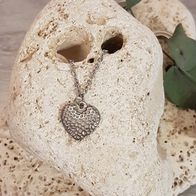 Kette Herz mit Struktur Edelstahl silber